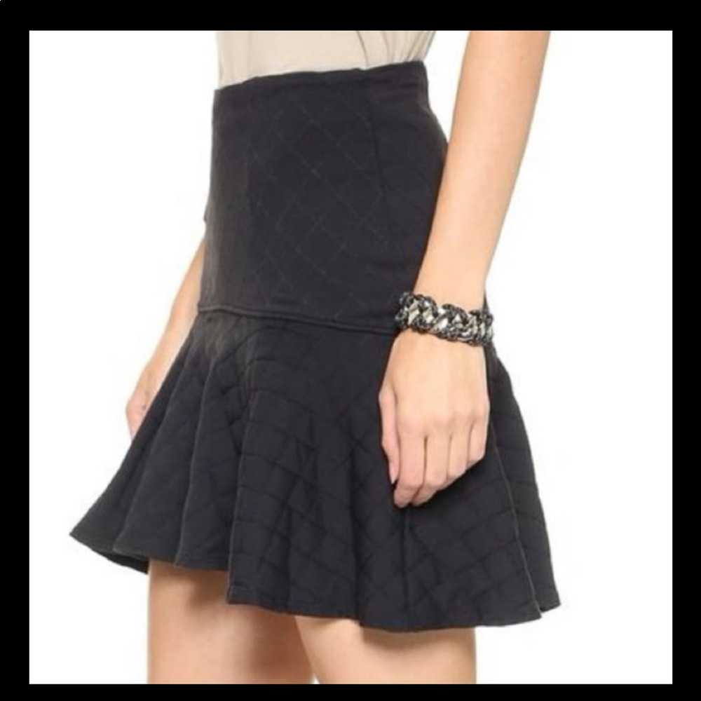 David Lerner Quilted Charcoal Gray Ruffle Flounce Swing Mini Skirt Size XS NWOT
